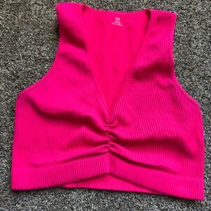 Aerie offline Hot Pink Ribbed Tank sports bra bralette nwot
